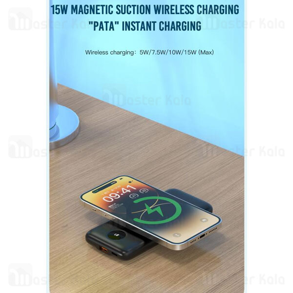 پاوربانک وایرلس 10000 ایکس او XO PR186 توان 22.5 وات و کابل متصل